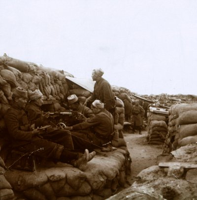 Zouaves perto do rio Yser, Nieuwpoort, Flandres, Bélgica, c1914-c1918 de Unbekannt