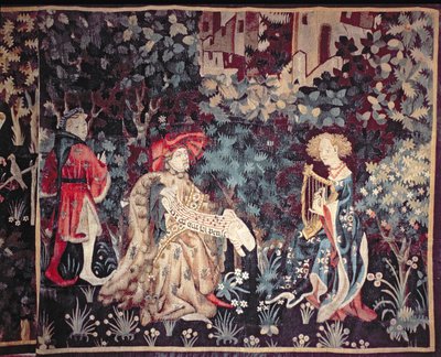 930 O Concerto, Tapeçaria de Arras, 1420 de Unbekannt Unbekannt