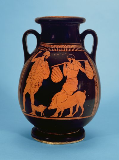 Pelike ático de figuras vermelhas: porcos, suínos e Odysseus, pelo Pig Painter, 470-60 aC de Unbekannt Unbekannt