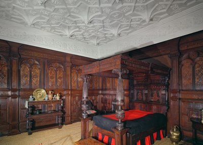 Cama com decoração embutida, de 1593, do Castelo de Corbet, Shrewsbury, painéis do Castelo de Sizergh, Cumbria de Unbekannt Unbekannt