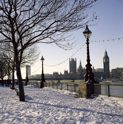 Big Ben, Abadia de Westminster e Casas do Parlamento na neve de Unbekannt Unbekannt