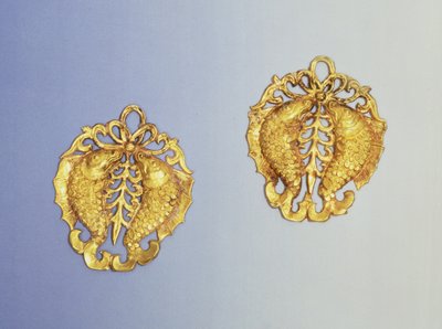 Pingentes chineses, banhados a ouro de 17 quilates, Dinastia Tang, 618-907 dC de Unbekannt Unbekannt