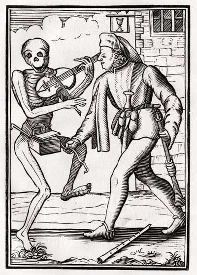 Morte chega ao músico, de &39;Der Todten Tanz&39;, publicado Basel, 1843 (lito) de Unbekannt Unbekannt