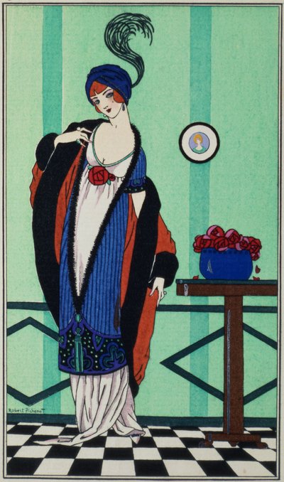 Casaco de pele com túnica de musselina de &39;Costumes Parisiens por Robert Pichenot, 1913 de Unbekannt Unbekannt