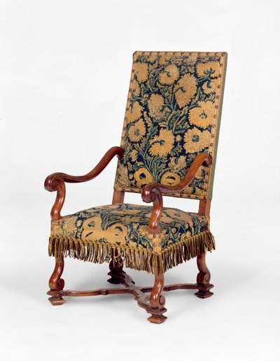 George II bordado sofá coberto, c.1745. Serpentina para trás, braços curvos cobertos de bordados com pernas de cabriole esculpidas. de Unbekannt Unbekannt