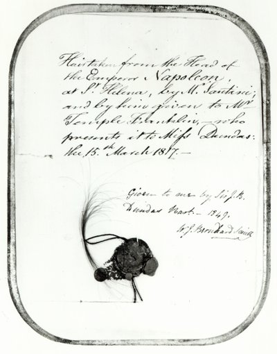 Corte de cabelo da cabeça do imperador Napoleão por Giovanni Natale Santini e dado por ele a William Temple Franklin, 1816 (cabelo) de Unbekannt Unbekannt