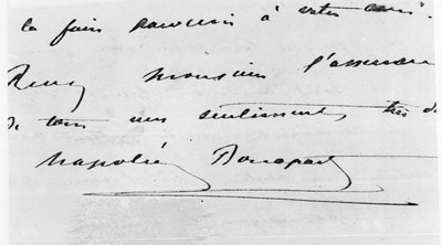 Caligrafia e Assinatura de Napoleão Bonaparte (1769-1821) (caneta e tinta no papel) de Unbekannt Unbekannt