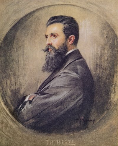 Retrato de Theodor Hertzl (1860-1904) (pastel sobre papel) de Unbekannt Unbekannt
