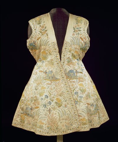 Casaco de Cauda de Cetim Bordado com Seda em Ponto de Cadeia, Norte da Índia (Mughal), Ist metade do século XVII (cetim e seda) de Unbekannt Unbekannt