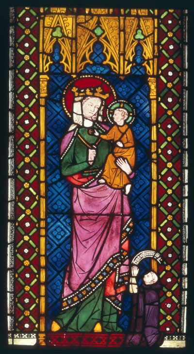 Vitral representando Madonna e criança de Colônia, c.1380 de Unbekannt Unbekannt