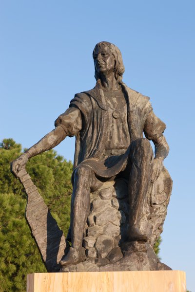 Estátua de Christopher Columbus no monastério de Rabida do La, província de Huelva, a Andaluzia, Spain do sul. de Unbekannt Unbekannt