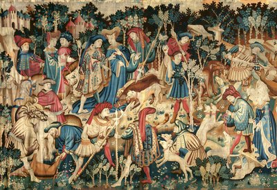 As Tapeçarias de Caça de Devonshire, Caça ao Javali e Urso, provavelmente Arras, 1425-50 de Unbekannt Unbekannt