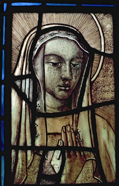 A cabeça da Virgem Maria, restaurada, britânica, século XIII de Unbekannt Unbekannt