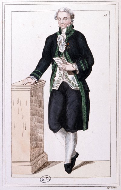 Um membro do Instituto durante o 1º Império, c.1810 (gravura) de Unbekannter Künstler