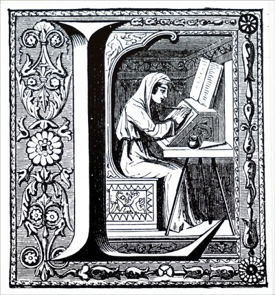 Um monge a iluminar um manuscrito de Unbekannt