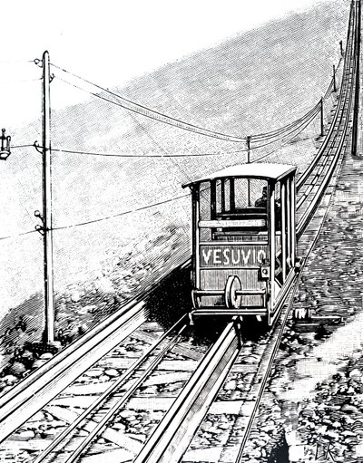 Uma elevação lateral do carro na linha funicular do Vesúvio. de Unbekannt