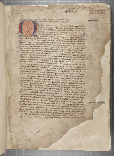 Uma transcrição, em três mãos, das obras filosóficas de Marcus Tullius Cicero aparentemente tirada da editio romana de 1471, com marginalia na mão de Archibald Whitelaw e outros, c.1480 (tinta sobre pergaminho) de Unbekannt