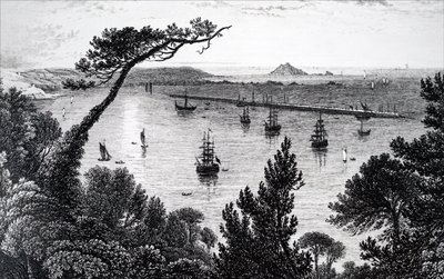 Uma vista do porto de Plymouth. de Unbekannt