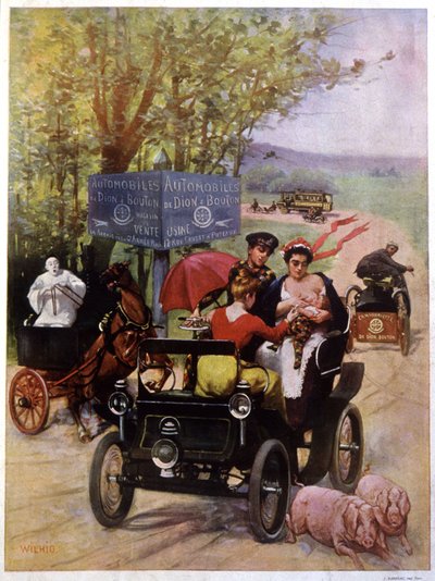 Publicidade de Wilhio para os automóveis de Dion Bouton França fim do século XIX de Unbekannter Künstler