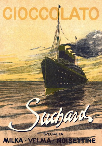 Publicidade ao chocolate Milka de Suchard representando um transatlântico, início do século XX (cartaz) de Unbekannter Künstler