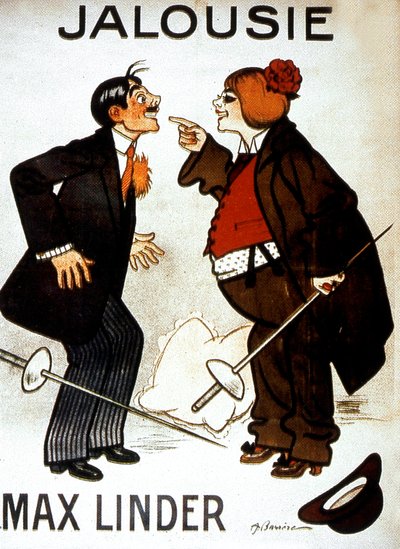Poster do filme Ciúmes (Max and the Jealous Husband) de Max Linder com Max Linder 1914 Silent film de Unbekannt