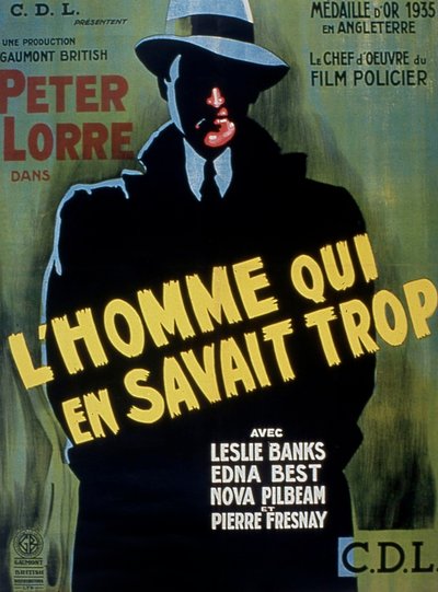 Cartaz do filme THE MAN WHO KAWAN TOO MECH de AlFredhitchCock com Peter Lorre 1934 de Unbekannt