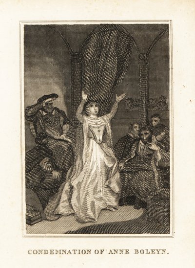 Ana Bolena acusada de adultério por Henrique VIII em 1536. 1836 (gravura) de Unbekannter Künstler