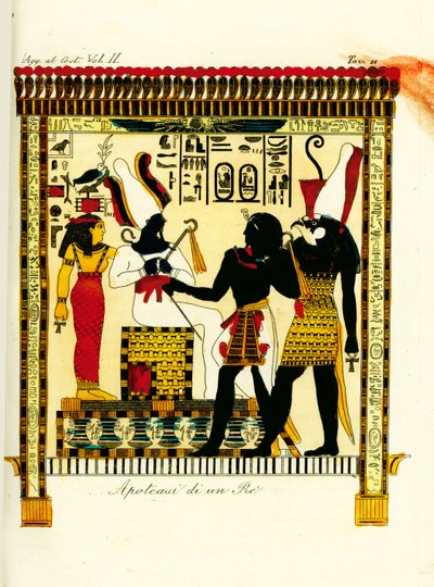 A apoteose de um faraó: O Rei Seti I encontra os deuses Osíris e Horus descobertos em Tebas por Giovanni Battista Belzoni de Unbekannt
