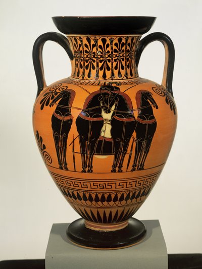 Ânfora ática de figura negra no pescoço, no estilo do Pintor de Antimenes, c.520 aC de Unbekannt