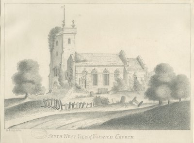 Igreja de Baswich: desenho a lápis, julho de 1831 de Unbekannt