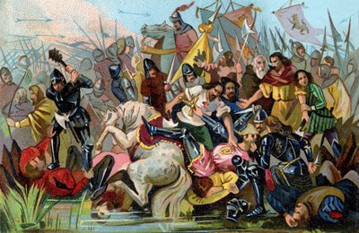 Batalha das Esporas de Ouro (1302), c.1900 (ilustração) de Unbekannter Künstler
