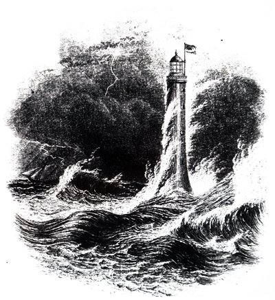 Farol de Bell Rock em uma tempestade. de Unbekannt