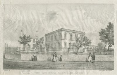 Bilston - Capela Wesleyana: litografia, anos 1840 de Unbekannt
