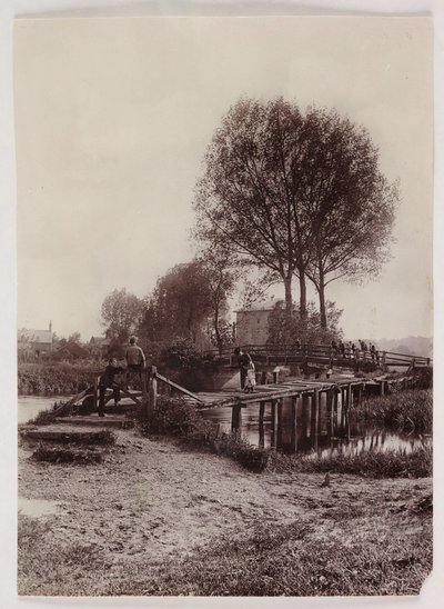 Bridges, Pile Children on a bridge, c 1890 de Unbekannt