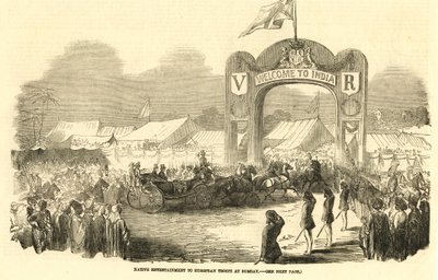 Carruagem de cavalos britânica em Bombaim, c1800s (ilustração) de Unbekannter Künstler
