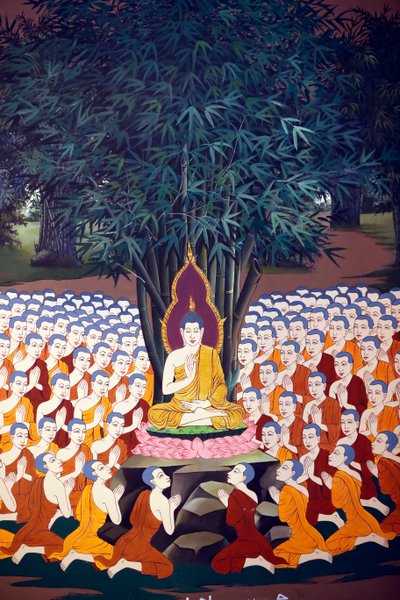 Ensino de Buda aos discípulos, Afresco de parede, Templo Wat Botum, Phnom Penh, 2022 (foto) de Unbekannter Künstler