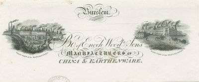 Burslem - Projeto de lei de Enoch Wood & Sons: gravura, séc. de Unbekannt