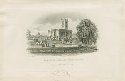 Burton-upon-Trent - Igreja de St. Modwen: gravura em aço, sd [ Séc. XIX] de Unbekannt