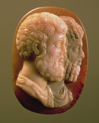 Cameo representando Marcus Aurelius (121-180) e Lucius Verus (130-169) Romano (onyx) de Unbekannt