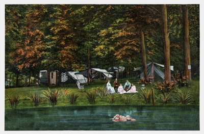 Acampamento nos EUA, c.1910 (gravura) de Unbekannter Künstler