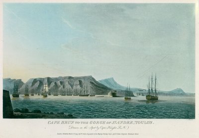 O Cabo Brun tem o desfiladeiro de Santo André, Toulon (França). Litografia (30,7x43,8 cm) de Knight de Unbekannter Künstler