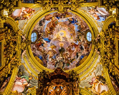 Pintura de tecto, Sacristia, Mosteiro Cartuja de La Cartuja, Destaque do Barroco na Andaluzia, Granada, Andaluzia, Espanha, Europa (foto) de Unbekannter Künstler