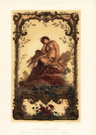 Painel de teto no Palácio de Fontainebleau de Unbekannter Künstler
