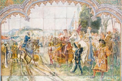 Azulejos na Plaza de España representando o Rei Boabdil (mosaico) de Unbekannter Künstler