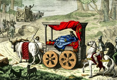 Carruagem de um rei gaulês, c.1850-86 (ilustração) de Unbekannter Künstler