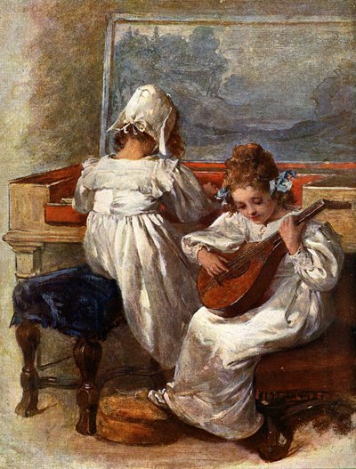 Crianças a tocar instrumentos de Unbekannter Künstler