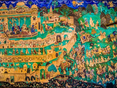 Pátio Chittra Shala com pinturas finas virtuosas, Taragarh Fort, Bundi, Bundi, Rajasthan, Índia, Ásia (foto) de Unbekannter Künstler