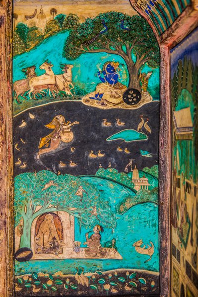 Pátio Chittra Shala com pinturas finas virtuosas, Taragarh Fort, Bundi, Bundi, Rajasthan, Índia, Ásia (foto) de Unbekannter Künstler