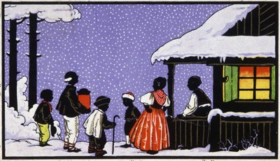 Festa de Natal numa aldeia na Áustria, c.1910 (postal) de Unbekannter Künstler