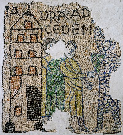 Igreja de São João Evangelista, Quarta Cruzada, Fragmentos de chão de mosaico representando venezianos, Ravenna, Emilia-Romagna, Itália de William M. Timlin